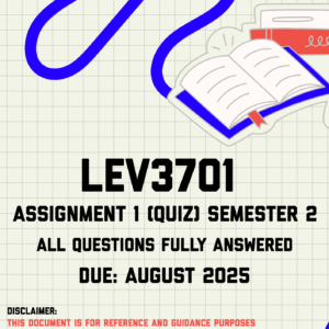 LEV3701 Assignment 1 (Quiz) Semester 2 Memo | Due August 2025