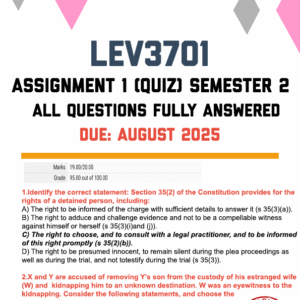 LEV3701 ASSIGNMENT 1 (QUIZ) SEMESTER 2 2025 - FULLY ANSWERED (DUE AUGUST 2025)