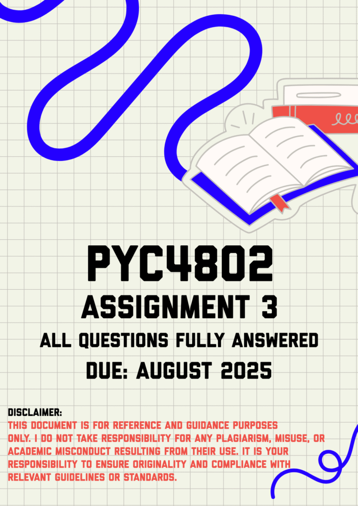 PYC4802 Assignment 3 Memo | Due August 2025