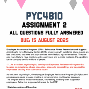 PYC4810 ASSIGNMENT 2 2025 - FULLY ANSWERED (DUE 15 AUGUST 2025)