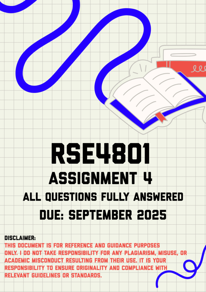 RSE4801 Assignment 4 Memo | Due September 2025