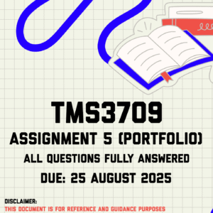 TMS3709 Assignment 5 (Portfolio) Memo | Due 25 August 2025