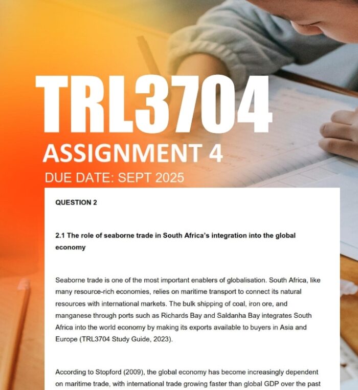 TRL3704 Assignment 4 2025 - Due September 2025