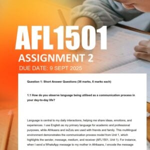 AFL1501 Assignment 2 2025 Due 9 September 2025