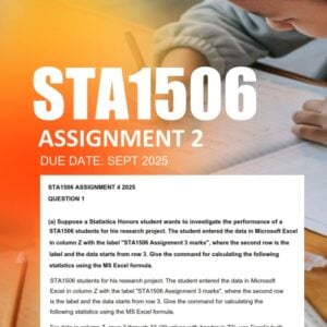 STA1506 Assignment 4 2025 Due September 2025