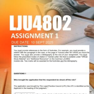 LJU4802 Assignment 1 2025 - Due 10 September 2025