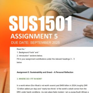 SUS1501 Assignment 5 2025 Due September 2025