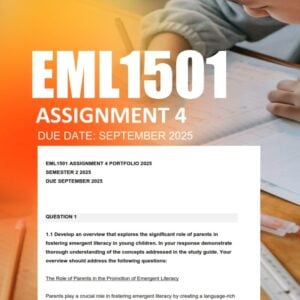 EML1501 Assignment 4 PORTFOLIO 2025 Due September 2025