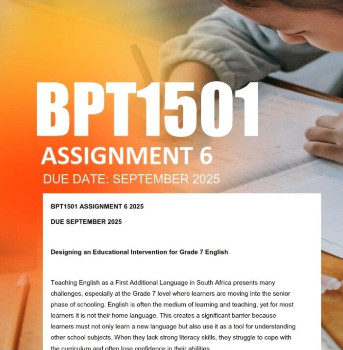 BPT1501 Assignment 6 2025 Due September 2025