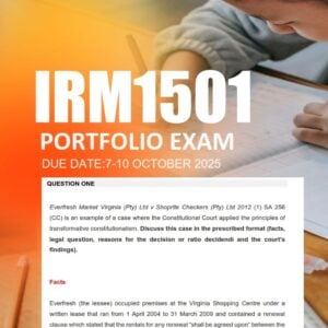 IRM1501 Portfolio Exam 2025 Due 7 October 2025