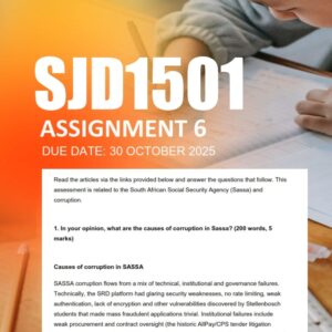 SJD1501 Assignment 6 2025 Due 30 October 2025