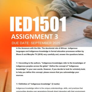 IED1501 Assignment 3 2025 Due October 2025
