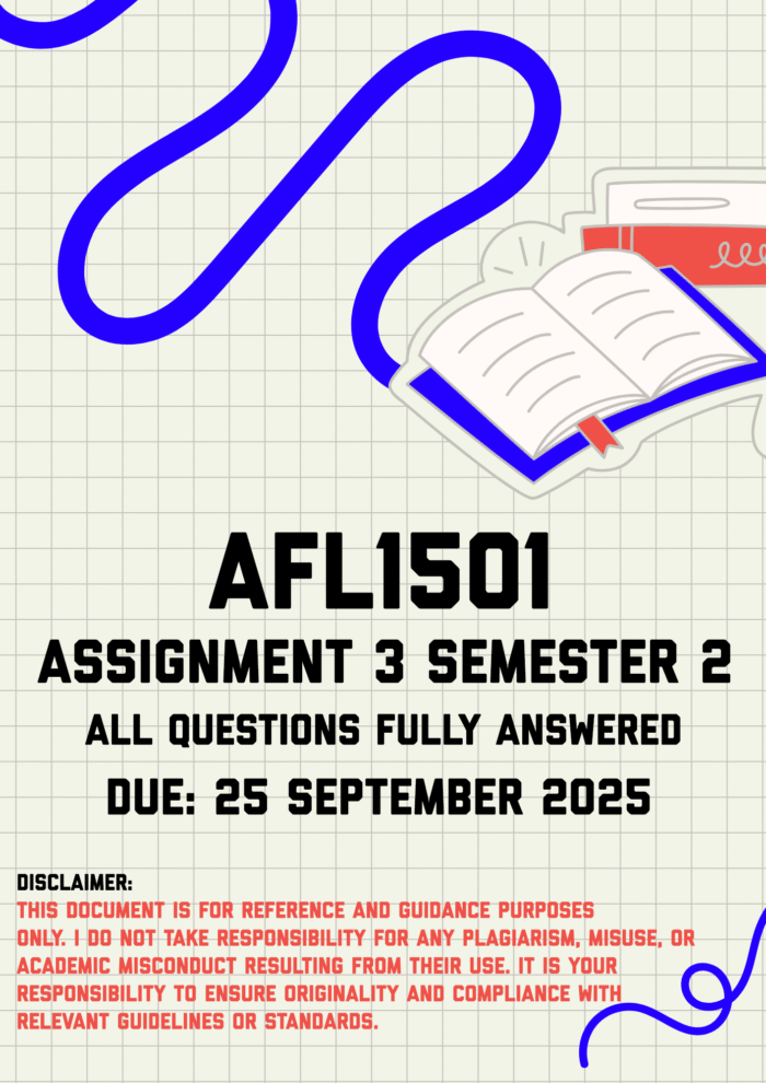 AFL1501 Assignment 3 Semester 2 Memo | Due 25 September 2025