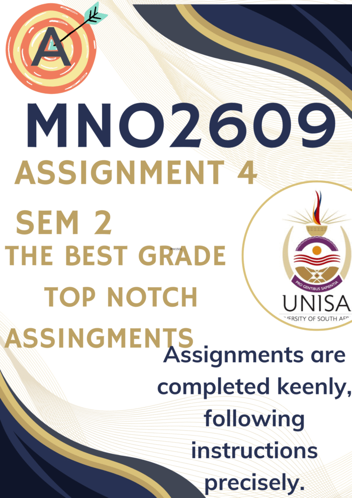MNO2609 Assignment 4 (COMPLETE ANSWERS) Semester 2 2025 - DUE 22 September 2025