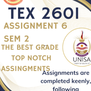 TEX2601 Assignment 6 PORTFOLIO (COMPLETE ANSWERS) Semester 2 2025 - DUE 14 October 2025 ; 100% correct solutions and explanations.