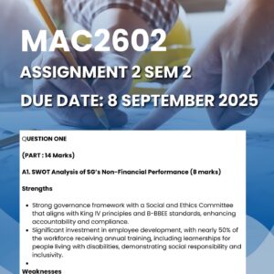 MAC2602 ASSIGNMENT 2 SEMESTER 2 2025 MEMO |DUE 8 SEPTEMBER 2025|