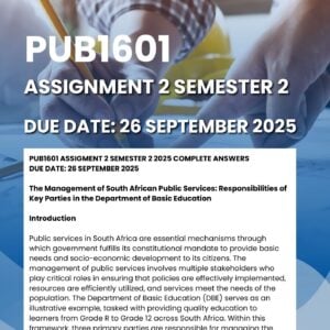 PUB1601 ASSIGNMENT 2 SEMESTER 2 2025 MEMO |DUE DATE 26 SEPTEMBER 2025|