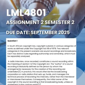 LML4801 ASSIGMENT 2 SEMESTER 2 2025 (DUE DATE SEPTEMBER 2025)