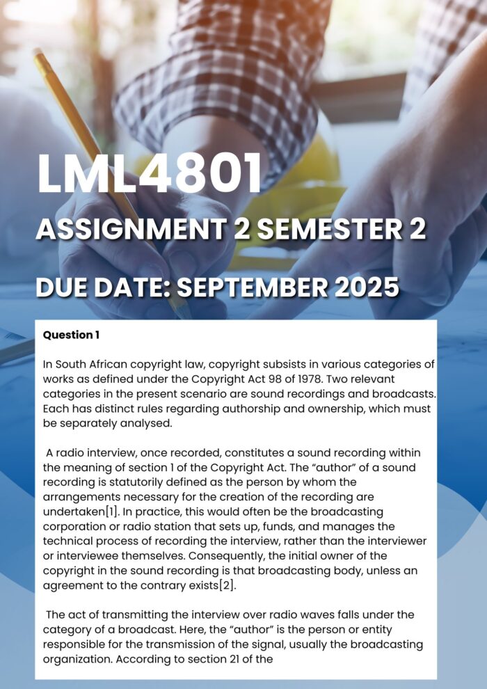 LML4801 ASSIGMENT 2 SEMESTER 2 2025 (DUE DATE SEPTEMBER 2025)