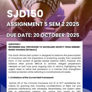 SJD1501 ASSIGNMENT 5 SEMESTER 2 2025 MEMO |DUE DATE 20 OCTOBER 2025|