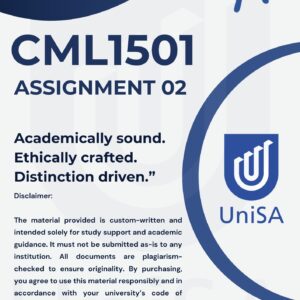 CML1501 ASSIGNMENT 2 SEMESTER 2 2025 *COMPLETE ANSWERS* DUE DATE: 10 SEPTEMBER 2025 (BEST ANSWERS FOR THIS ASSIGNMENT)