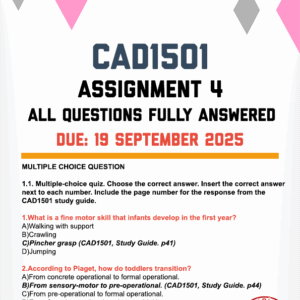 CAD1501 ASSIGNMENT 4 2025 - FULLY ANSWERED (DUE 19 SEPTEMBER 2025)