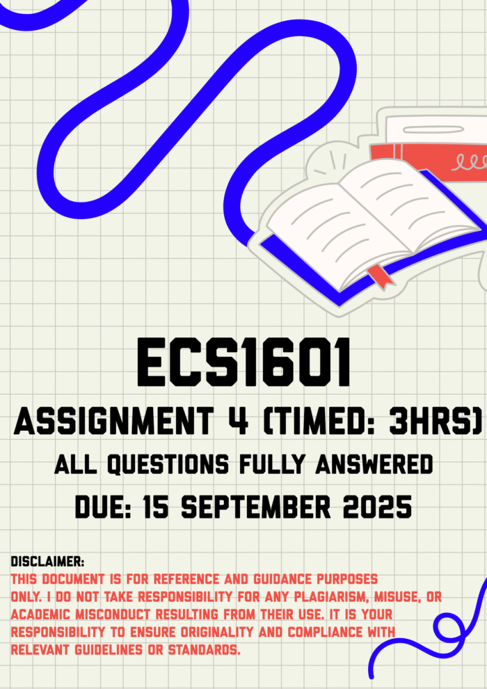 ECS1601 Assignment 4 Memo | Due 15 September 2025