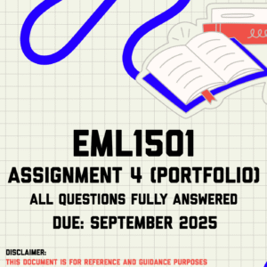 EML1501 Assignment 4 (Portfolio) Memo | Due September 2025