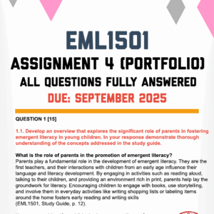 EML1501 ASSIGNMENT 4 (PORTFOLIO) 2025 - FULLY ANSWERED (DUE SEPTEMBER 2025)