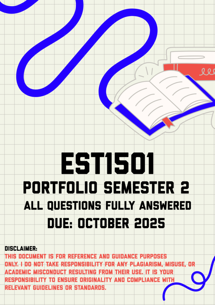 EST1501 Portfolio Semester 2 Memo | Due October 2025