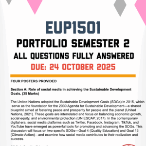 EUP1501 ASSIGNMENT 5 (PORTFOLIO) SEMESTER 2 2025 - 4 POSTERS PROVIDED (DUE 24 OCTOBER 2025)