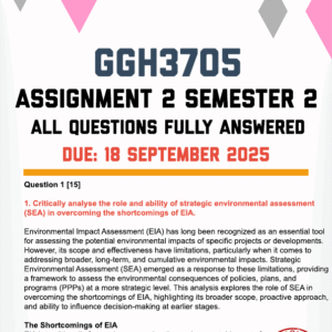 GGH3705 ASSIGNMENT 2 SEMESTER 2 2025 - FULLY ANSWERED (DUE 18 AUGUST 2025)