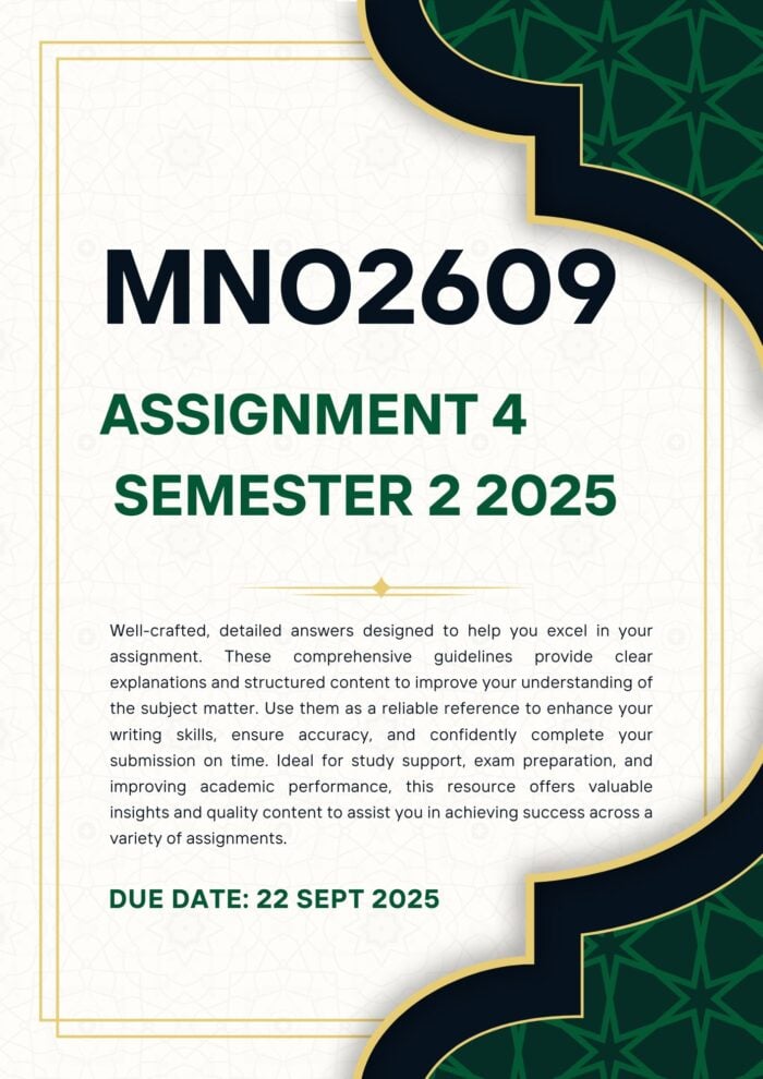MNO2609 ASSIGNMENT 4 SEMESTER 2 MEMO |DUE DATE 22 SEPTEMBER 2025|