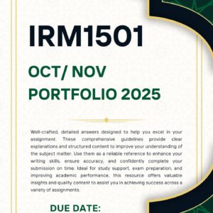 IRM1501 OCTOBER / NOVEMBER PORTFOLIO 2025 {DUE DATE 7 OCTOBER 2025}