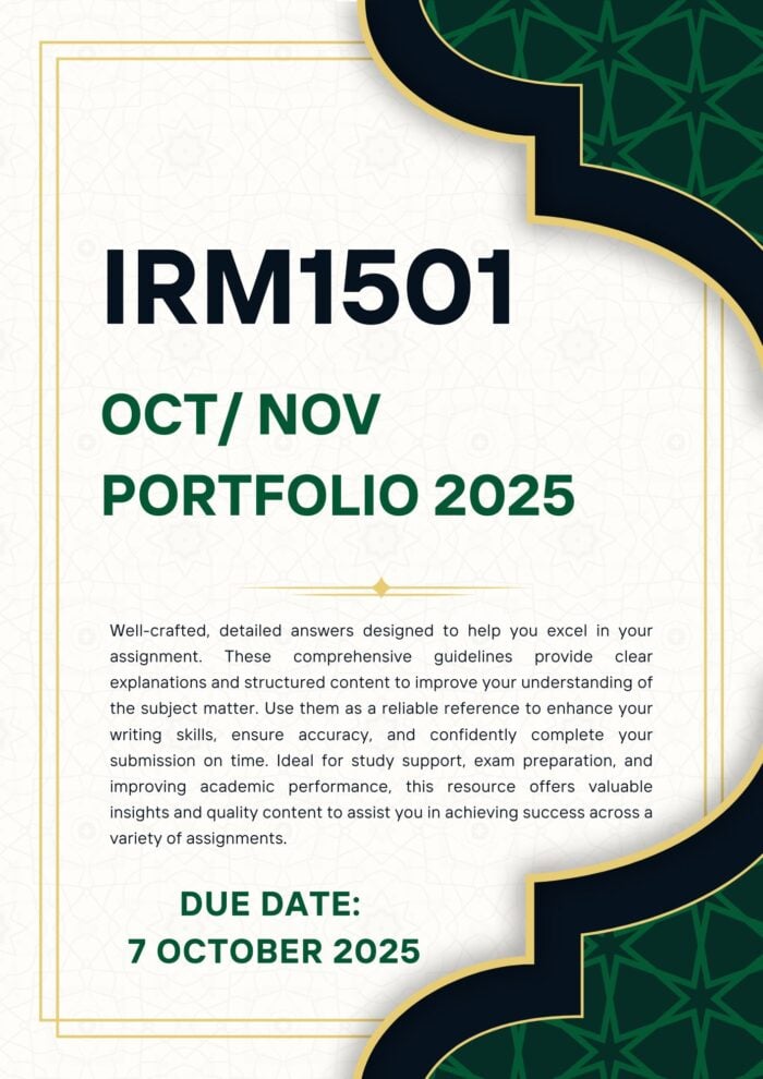 IRM1501 OCTOBER / NOVEMBER PORTFOLIO 2025 {DUE DATE 7 OCTOBER 2025}