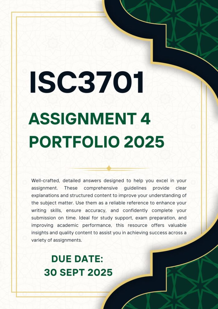 ISC3701 ASSIGNMENT 4 PORTFOLIO MEMO 2025|DUE 30 SEPTEMBER 2025|