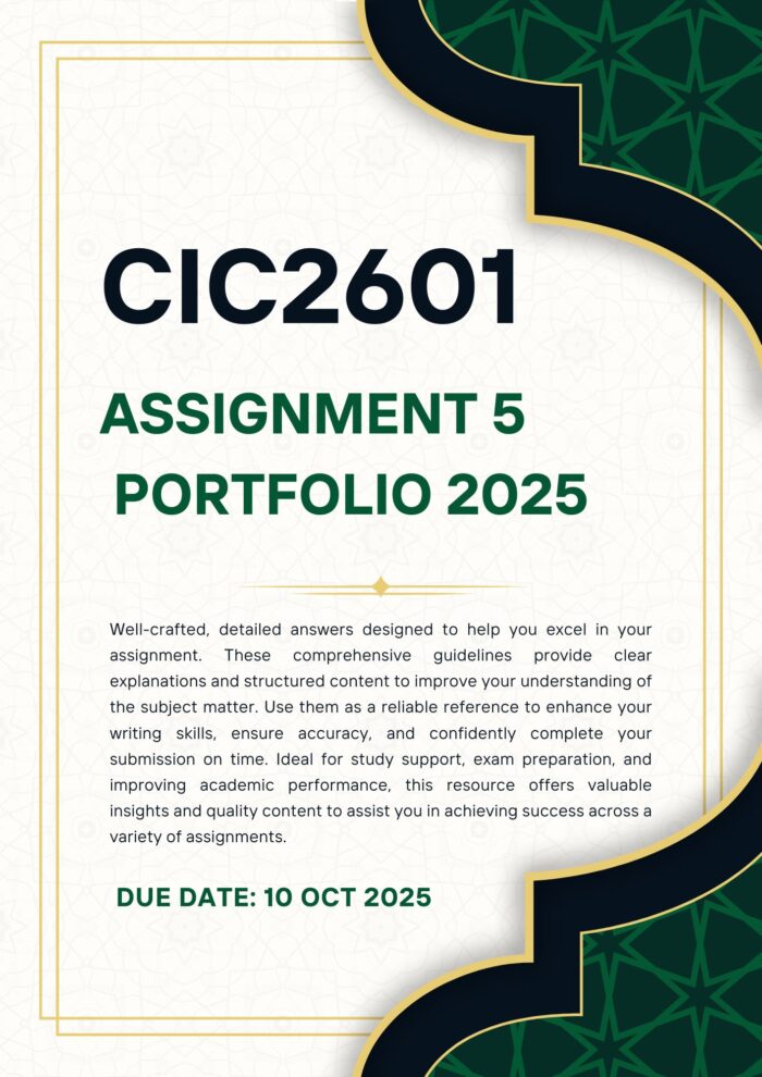 CIC2601 Portfolio Assignment 5 Memo |Due Date 10 October 2025|