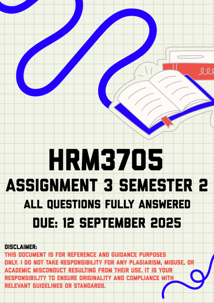 HRM3705 Assignment 3 Semester 2 Memo | Due 12 September 2025