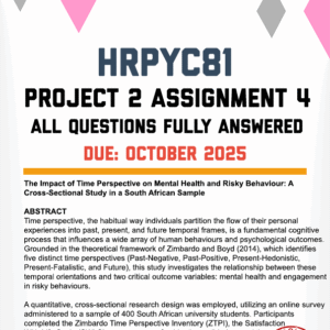 HRPYC81 PROJECT 2 ASSIGNMENT 4 2025 - FULLY ANSWERED (DUE OCTOBER 2025)