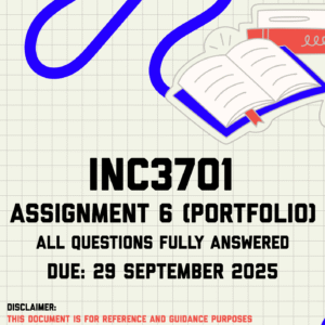 INC3701 Assignment 6 (Portfolio) Memo | Due 29 September 2025