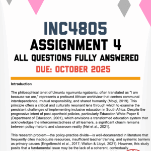 INC4805 ASSIGNMENT 4 (LITERATURE REVIEW) 2025 - FULLY ANSWERED (DUE OCTOBER 2025)