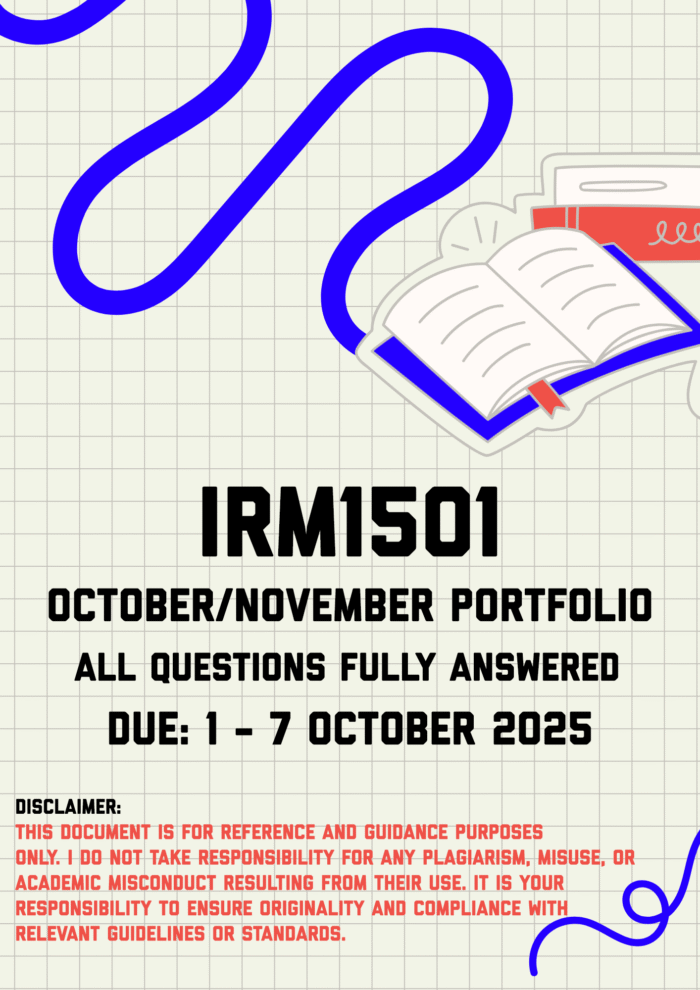 IRM1501 October/November Portfolio Memo | Due 1 - 7 October 2025
