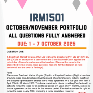 IRM1501 OCTOBER/NOVEMBER PORTFOLIO 2025 - FULLY ANSWERED (DUE 1 - 7 OCTOBER 2025)