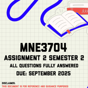 MNE3704 Assignment 2 Semester 2 Memo | Due September 2025