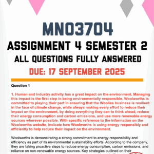 MNO3704 ASSIGNMENT 4 SEMESTER 2 2025 - FULLY ANSWERED (DUE 17 SEPTEMBER 2025)