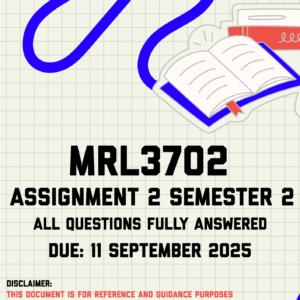 MRL3702 Assignment 2 Semester 2 Memo | Due 11 September 2025