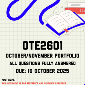 OTE2601 October/November Portfolio Memo | Due 10 October 2025