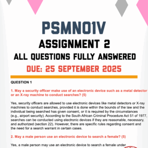 PSMN01V ASSIGNMENT 2 2025 - FULLY ANSWERED (DUE 25 SEPTEMBER 2025)