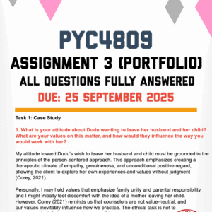 PYC4809 ASSIGNMENT 3 (PORTFOLIO) 2025 - FULLY ANSWERED (DUE 25 SEPTEMBER 2025)