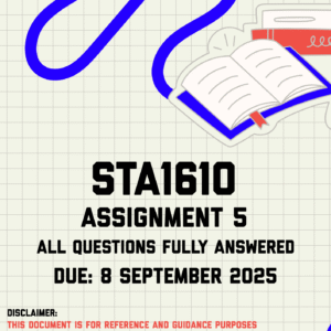 STA1610 Assignment 5 Memo | Due 8 September 2025